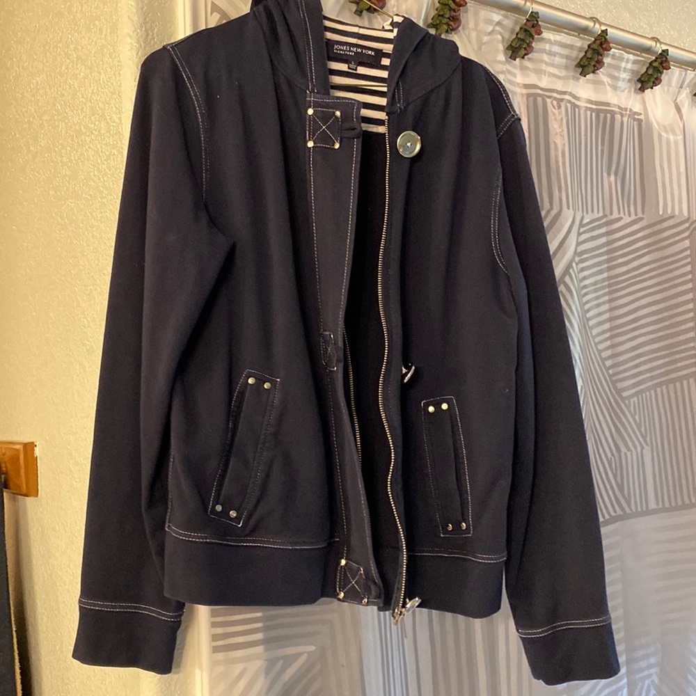 Jones New York Signature sweatshirt jacket with hoody.  Size L.